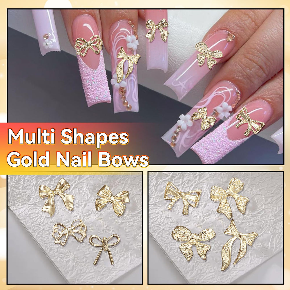 Uotey accesorios de uñas lazo dorado para looks festivos y versátiles.