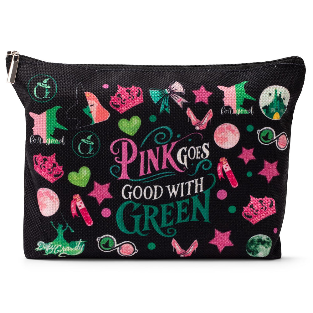 UpfurMach bolse cosmético con diseño brujita rosa y verde, ideal para uso diario