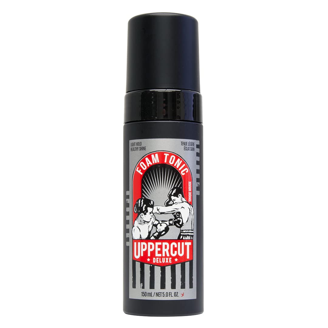 Uppercut Deluxe Tonico-Espuma para estilo ligero con sujeción suave y brillo natural.