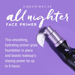 URBAN DECAY All Nighter primer, aplicación con dedos para fijar la base de forma natural