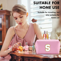 URSKYTOUS bolso maquillaje rosa preppy, diseño único para cosméticos y lápiz labial.
