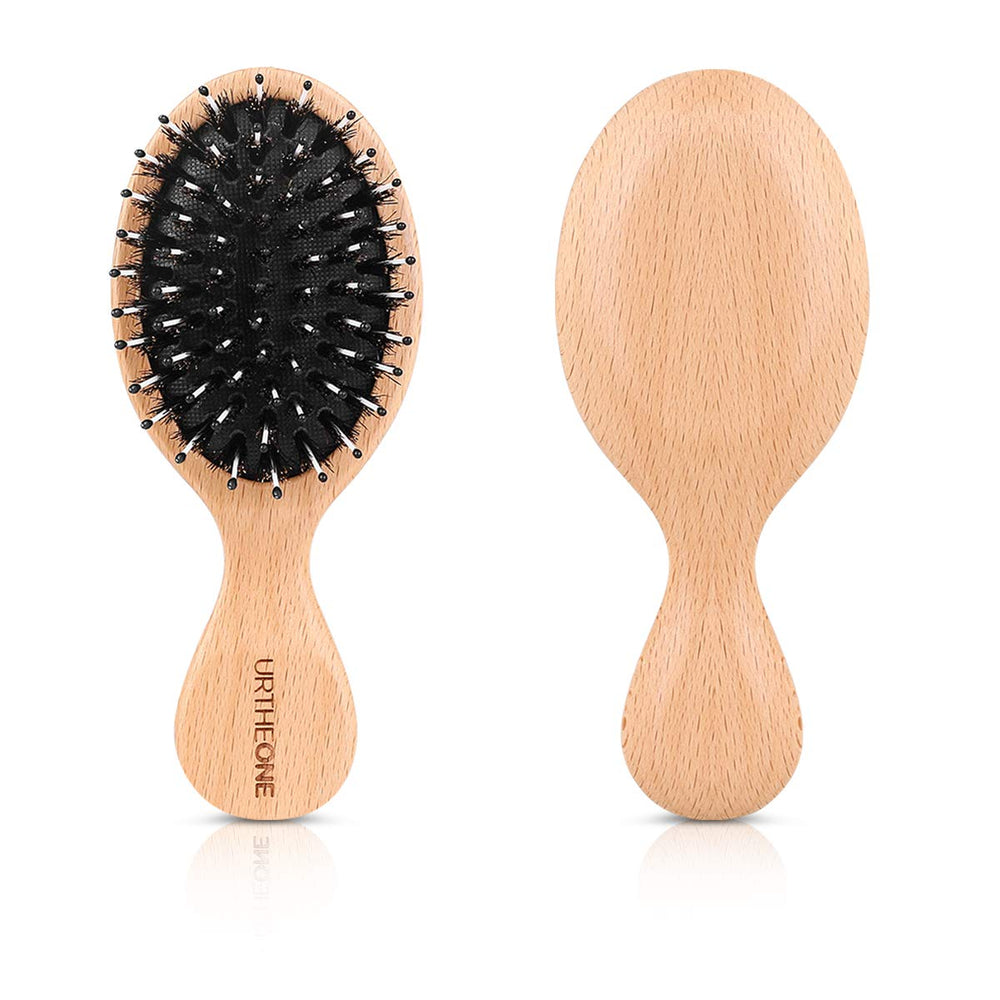 URTHEONE cepillo mini con cerdas de jabalí para cabello grueso, desenreda sin tirones.