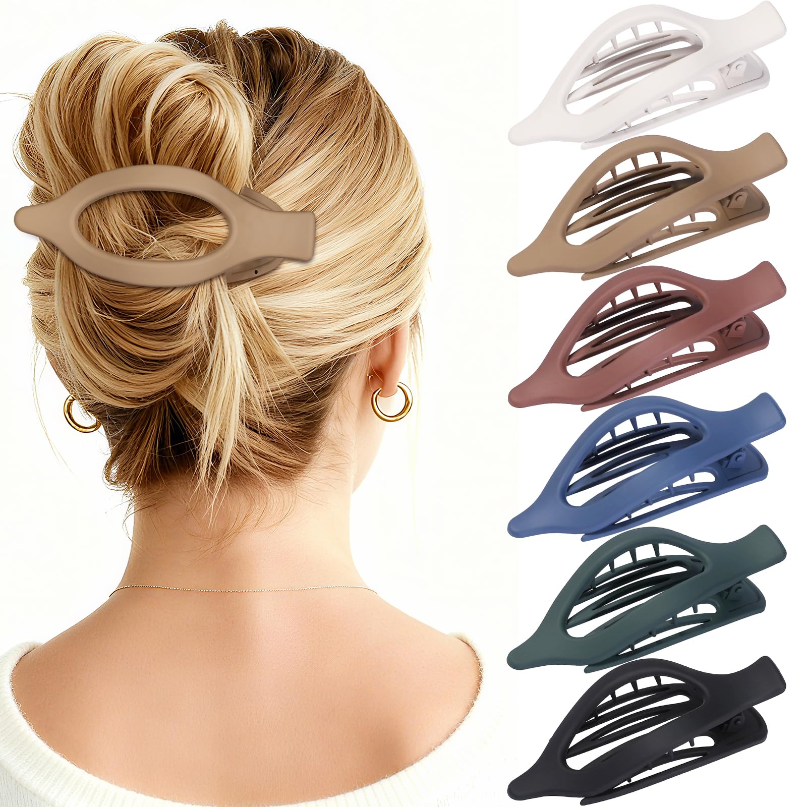 USDNICE clips planas negros para cabello con agarre seguro para uso diario.