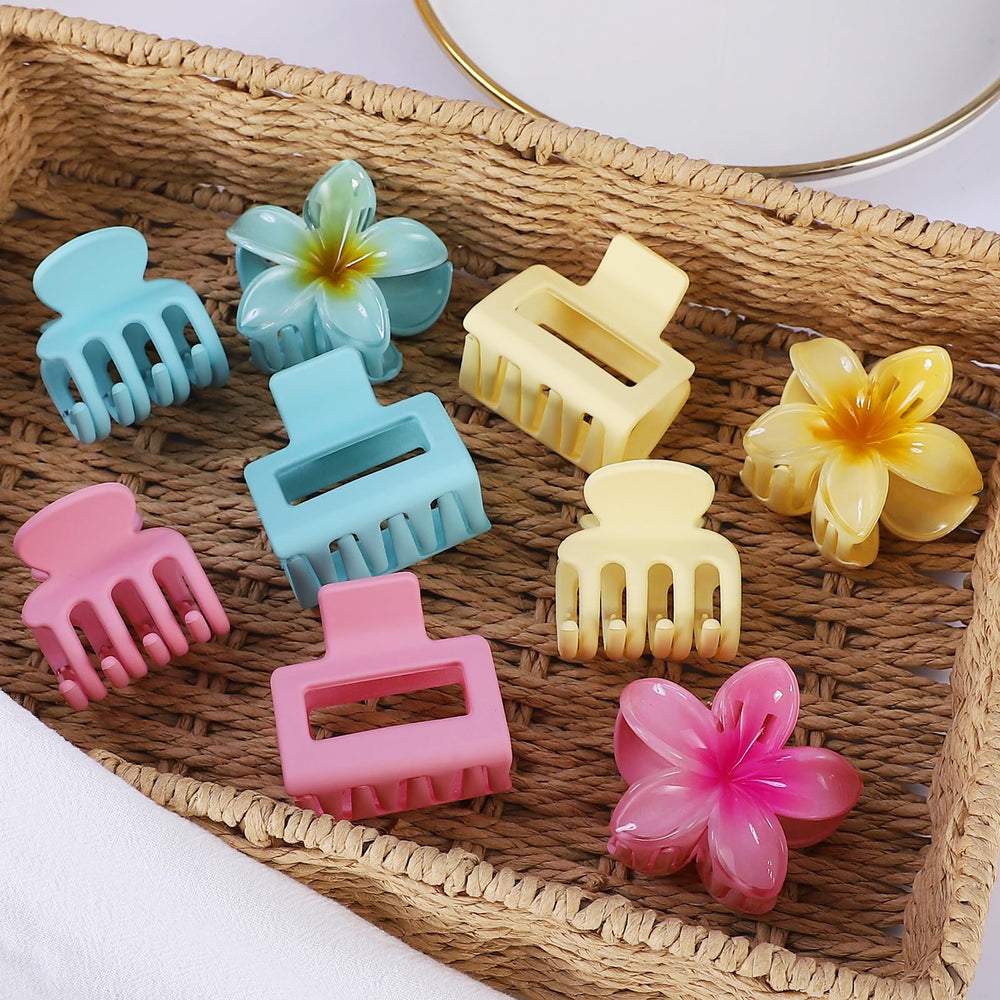 USDNICE garras para cabello redondas en rosa, sujeción segura sin deslizamientos.