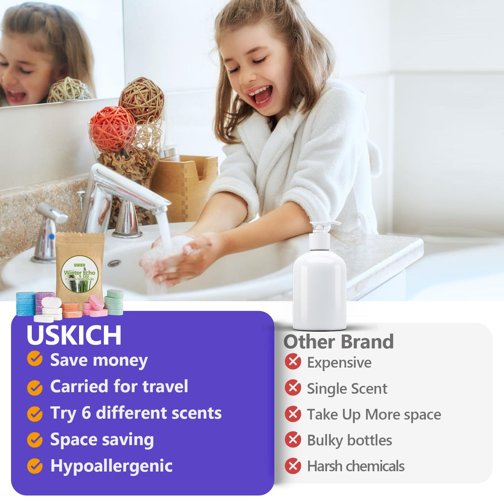 USKICH espuma-densa-jabon-mano, sensación suave y agradable al lavado.