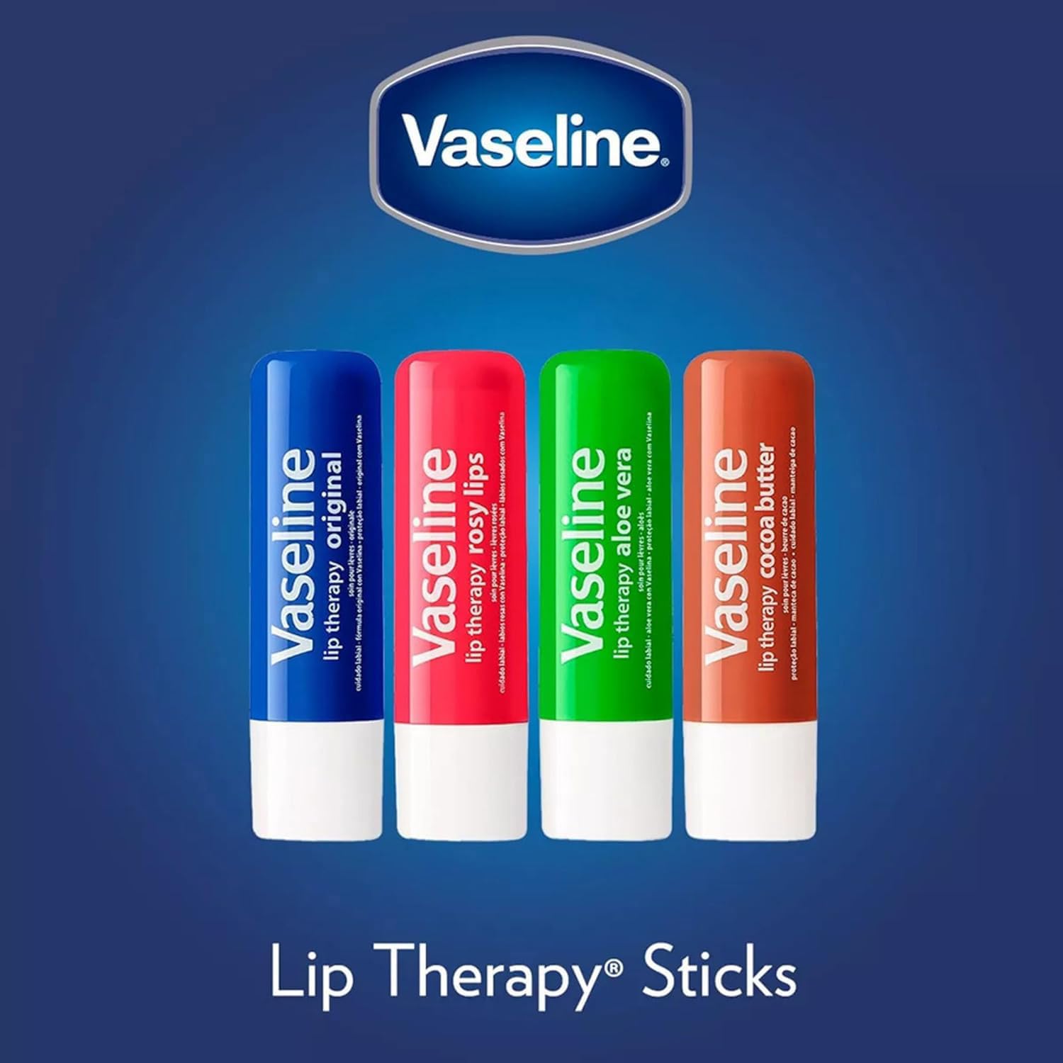 Uso diario Vaseline: crema de manos y bálsamo para labios en un conjunto.