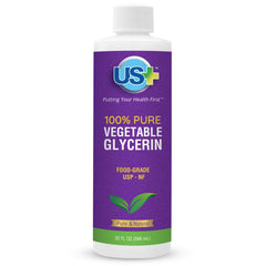 US+ 32oz vegetable glycerin bottle showing pure formula for skin and hair care