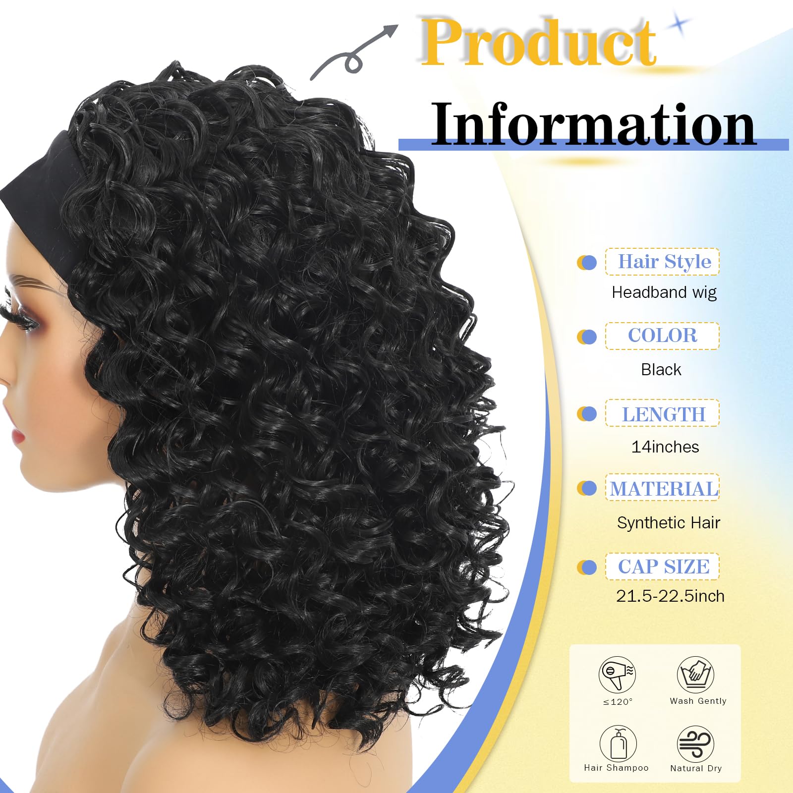 Usweety peluca con banda color natural, bob corto y aspecto auténtico