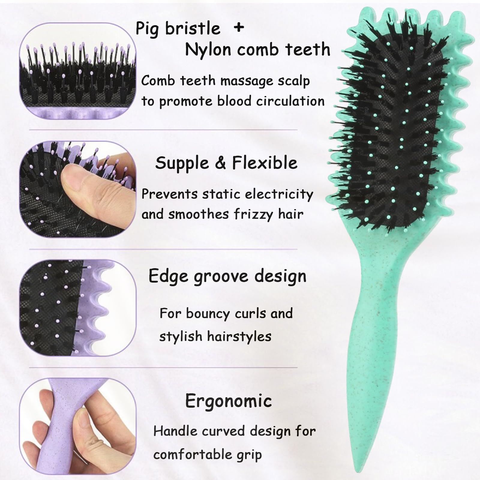 UVZNUMG cepillo de cerdas suaves que cuida el cabello