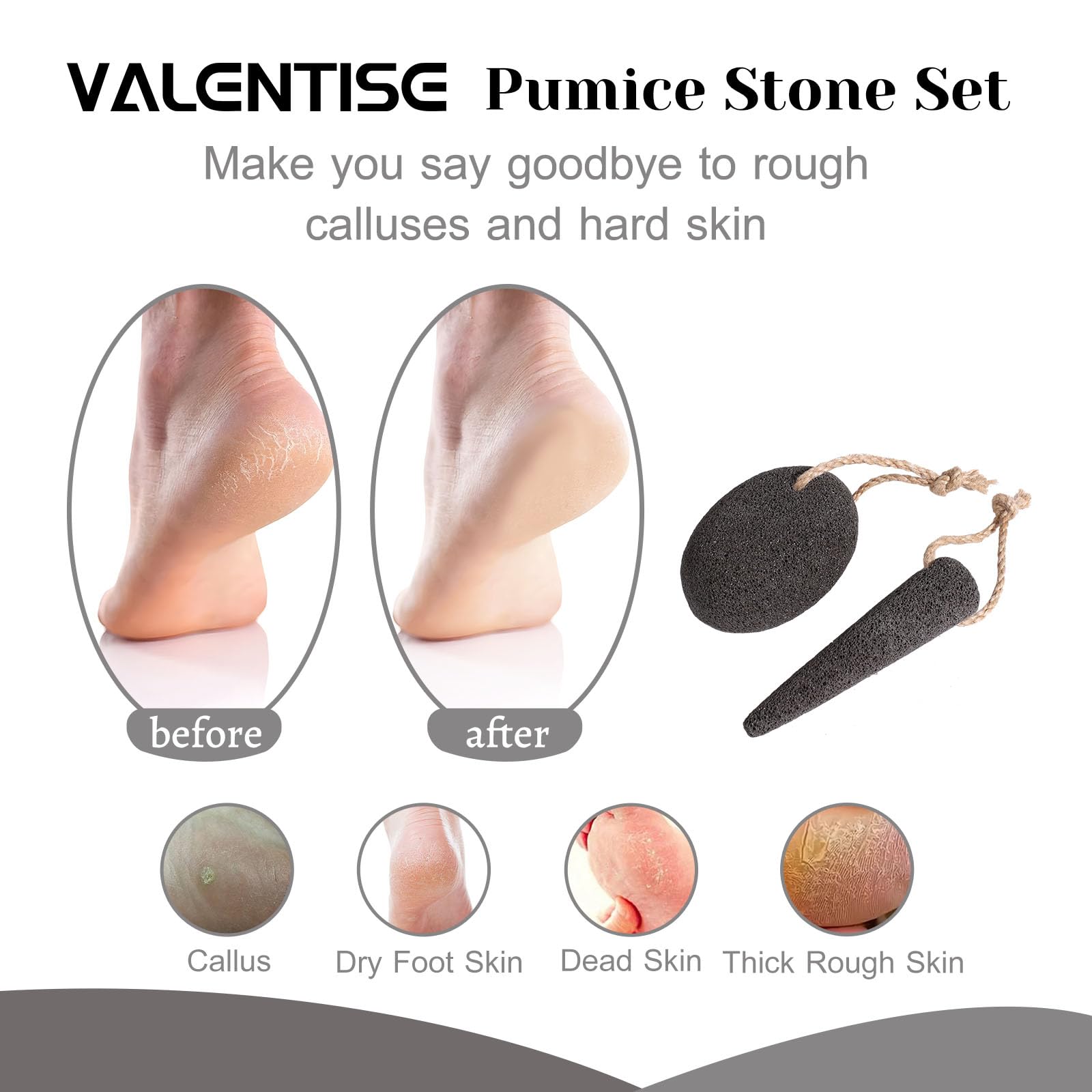 VALENTISE piedra pómez natural, elimina piel muerta de forma suave.