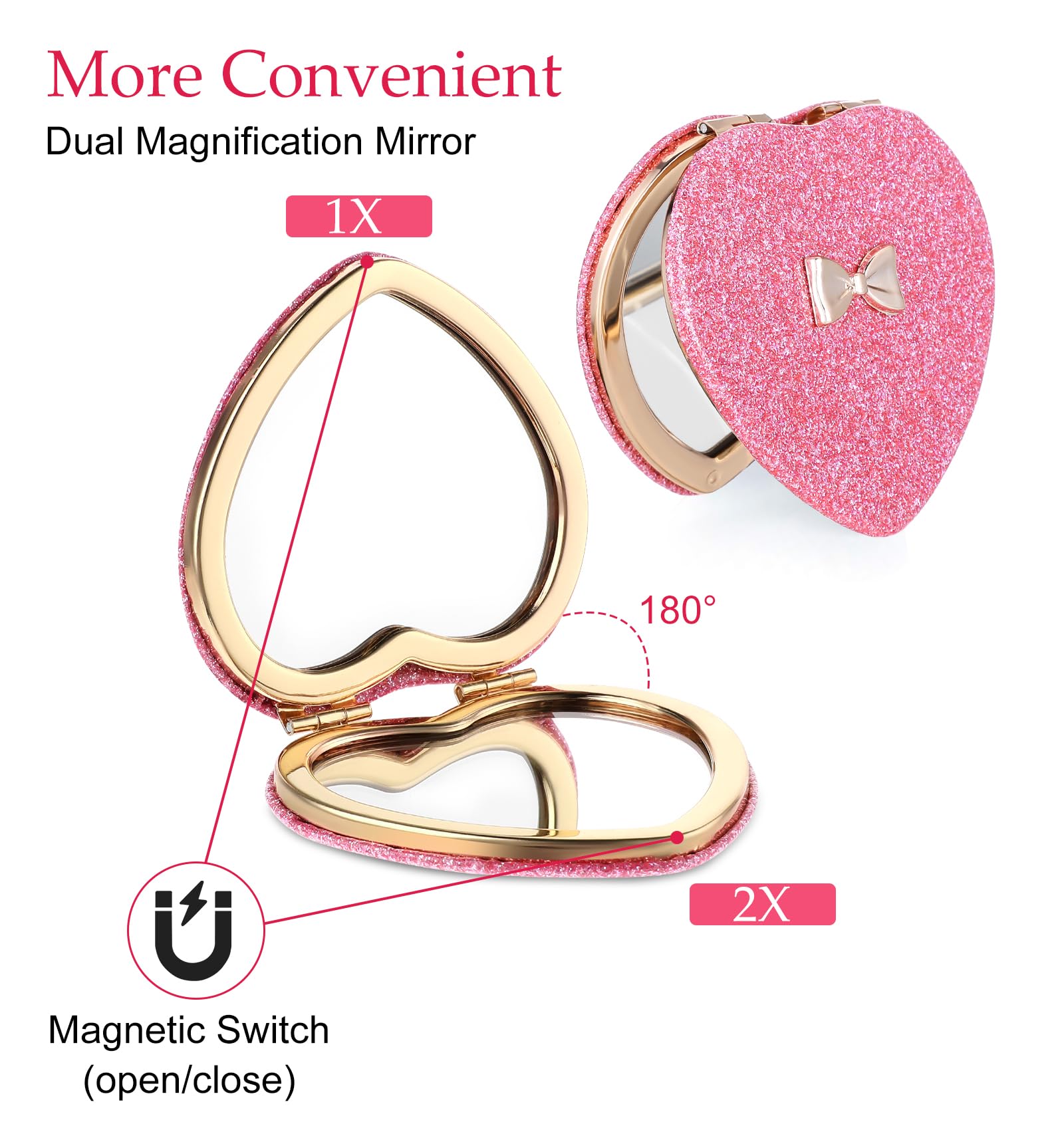 ValueBargain Espejo compacto plegable y magnético, doble cara para ver detalle.