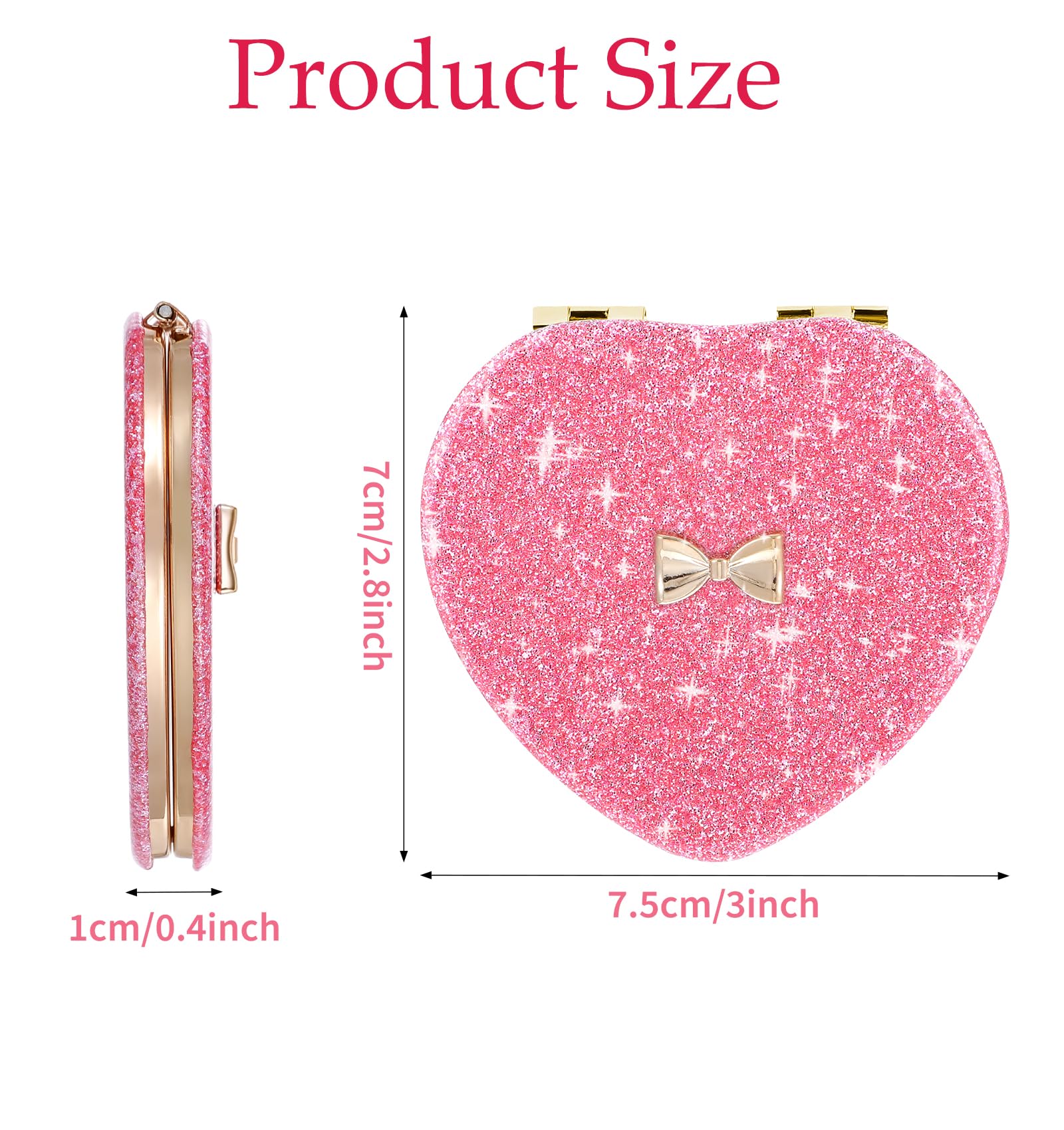ValueBargain Espejo delicado con diseño de corazón, accesorio bonito para bolsos o escritorio.