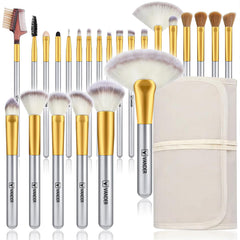 Brochas Vander de maquillaje 24 piezas con mango de madera para un acabado profesional