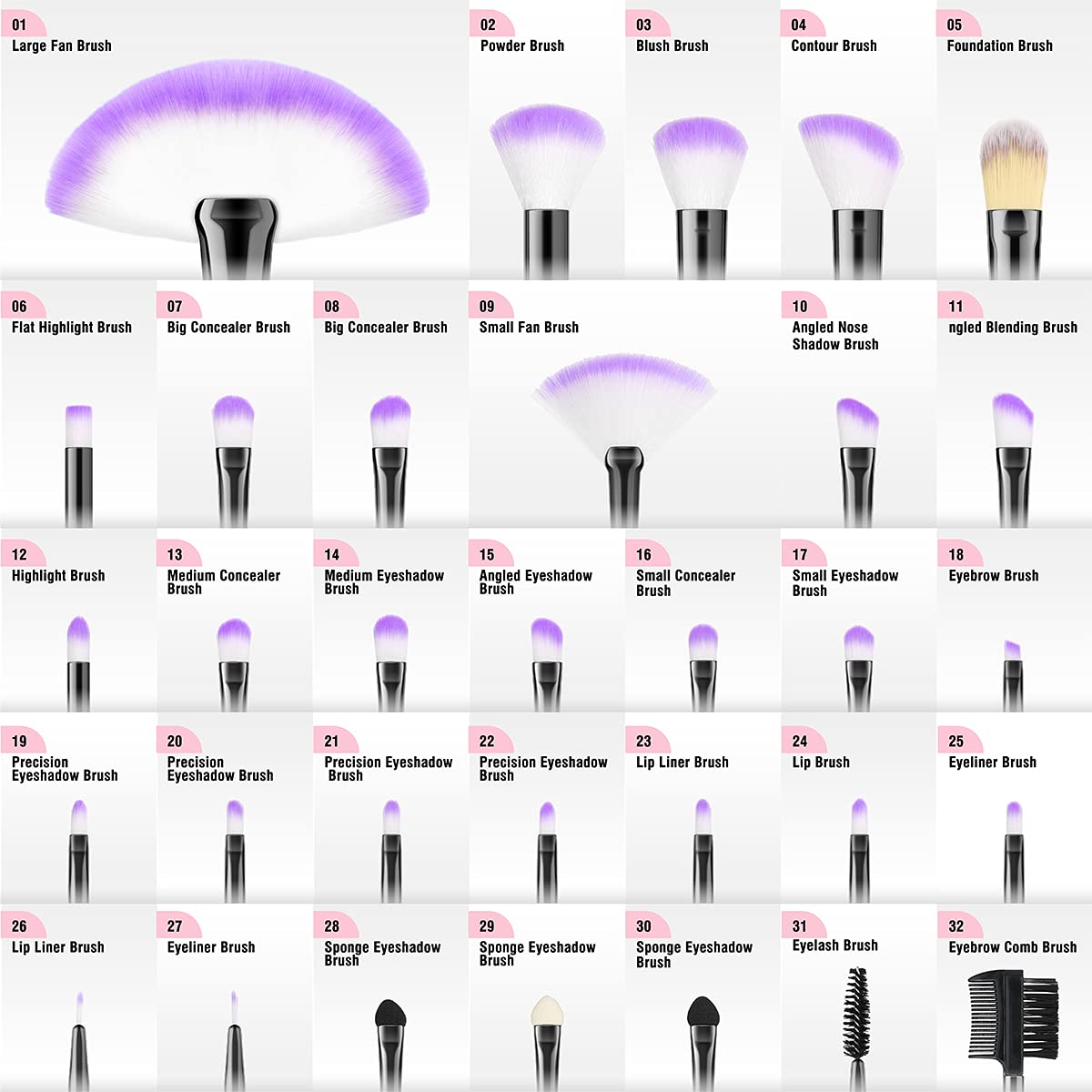 Pincel Vander Profesional 32 para sombras de ojos, precisión y difuminado suave.