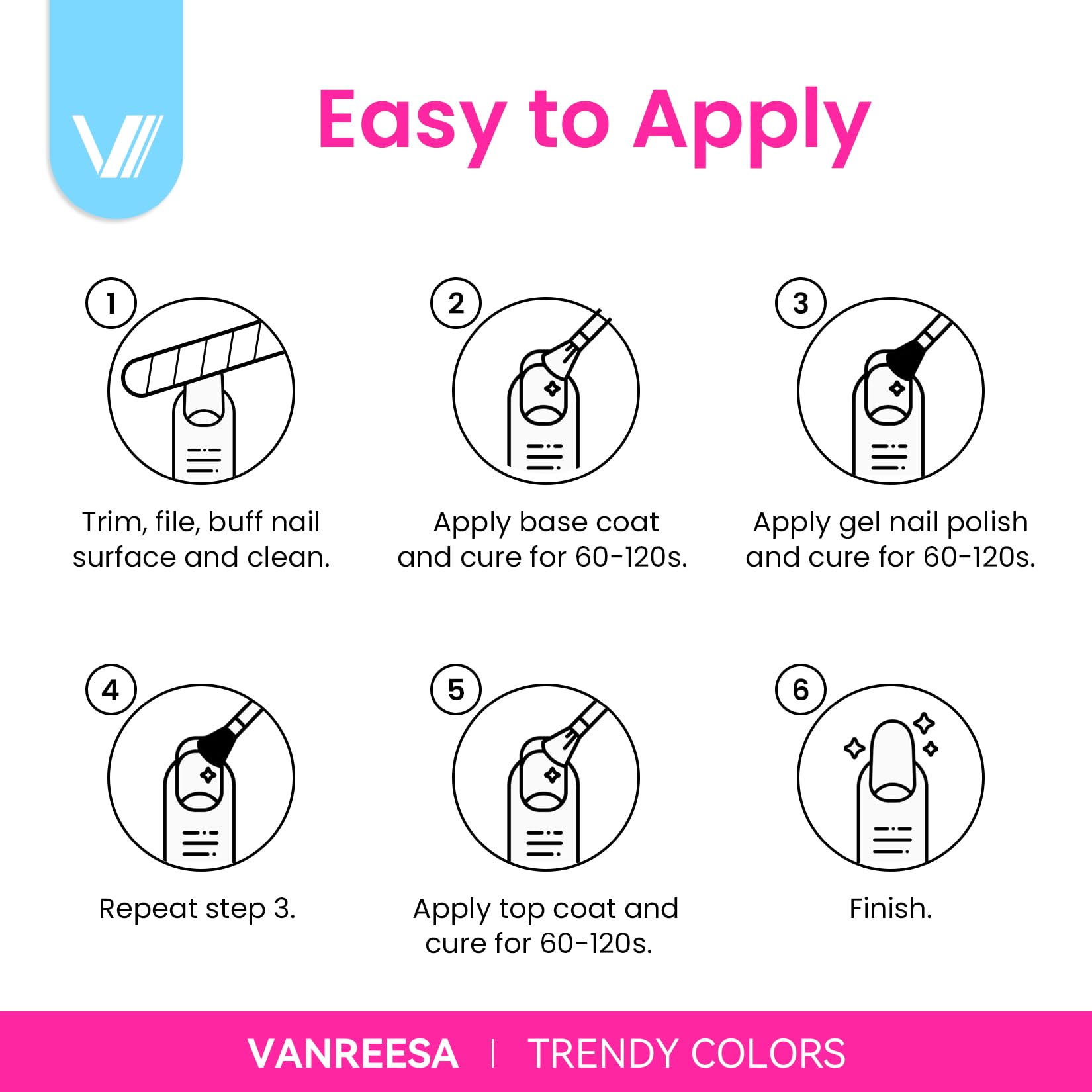 Set VANREESA esmalte gel duradero y seguro para uñas
