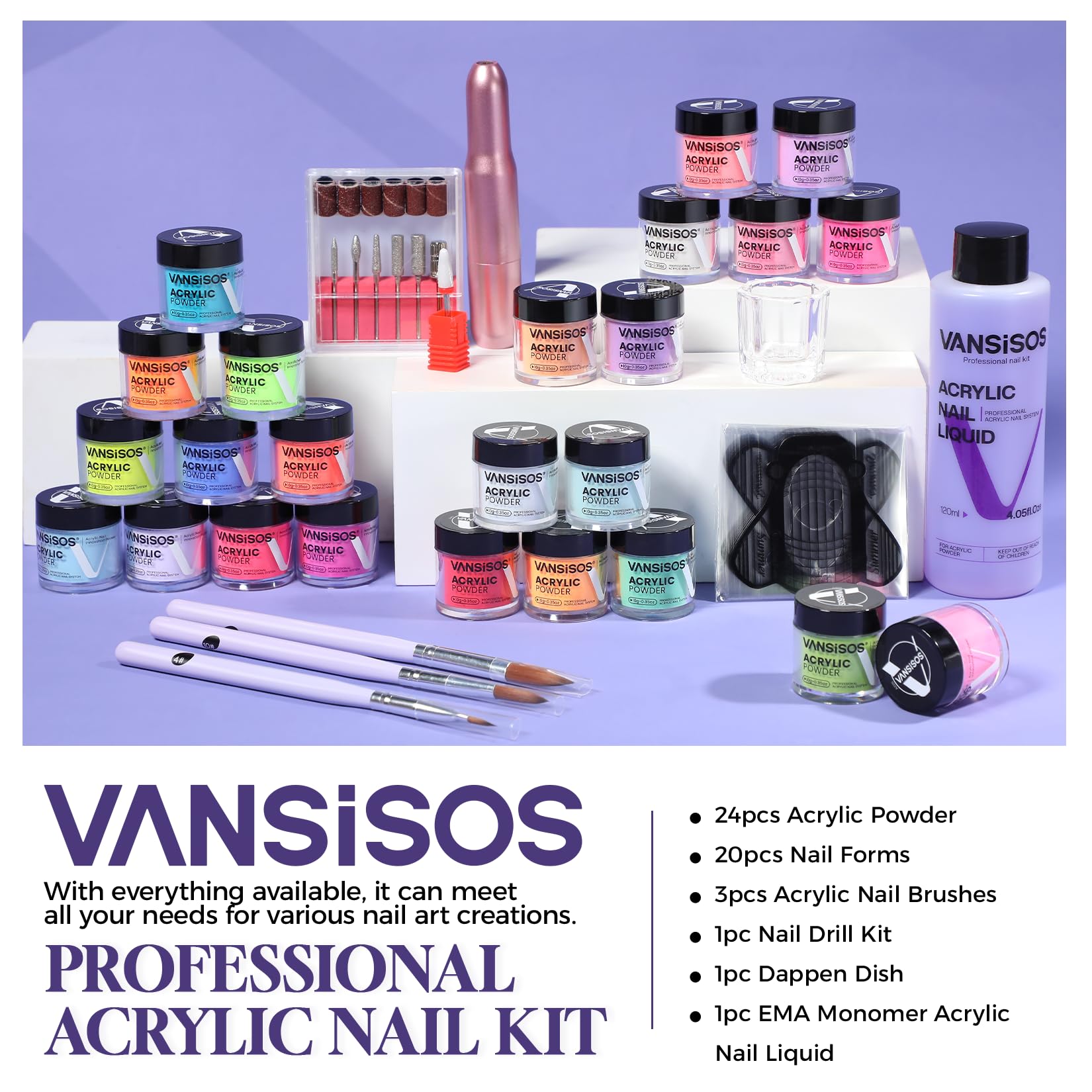 VANSISOS lima uñas básica para preparar la superficie suavemente.