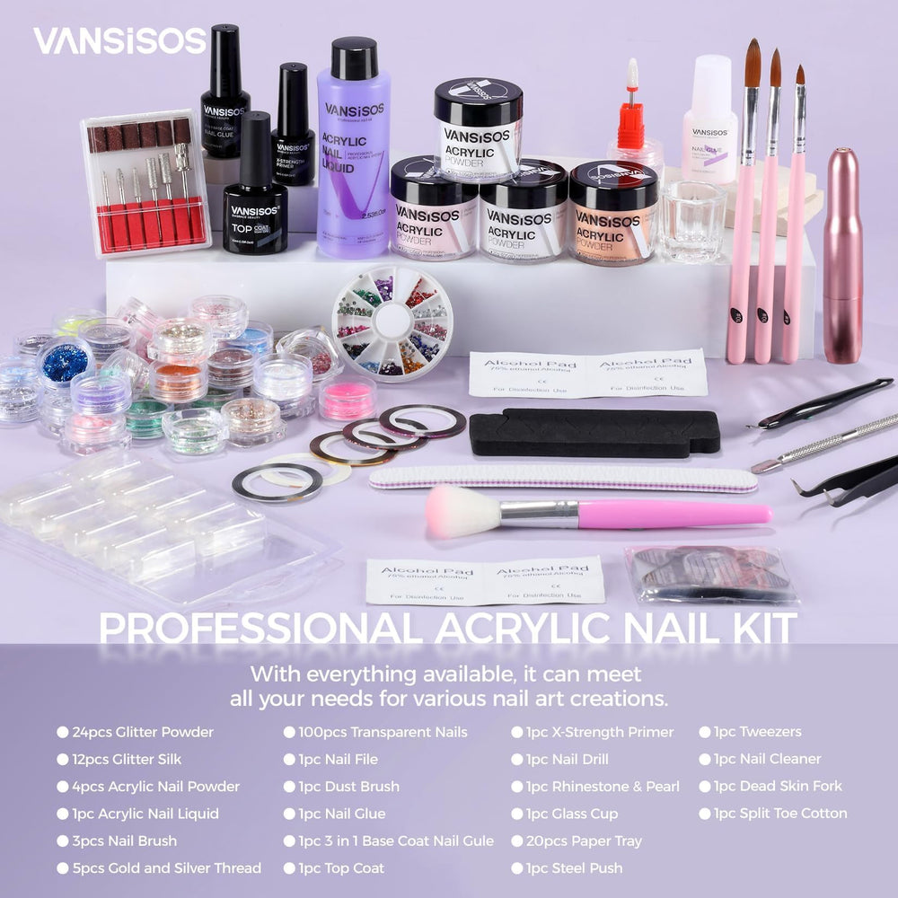 VANSISOS liquide acrylique doux, faible odeur, pour une pose maîtrisée.