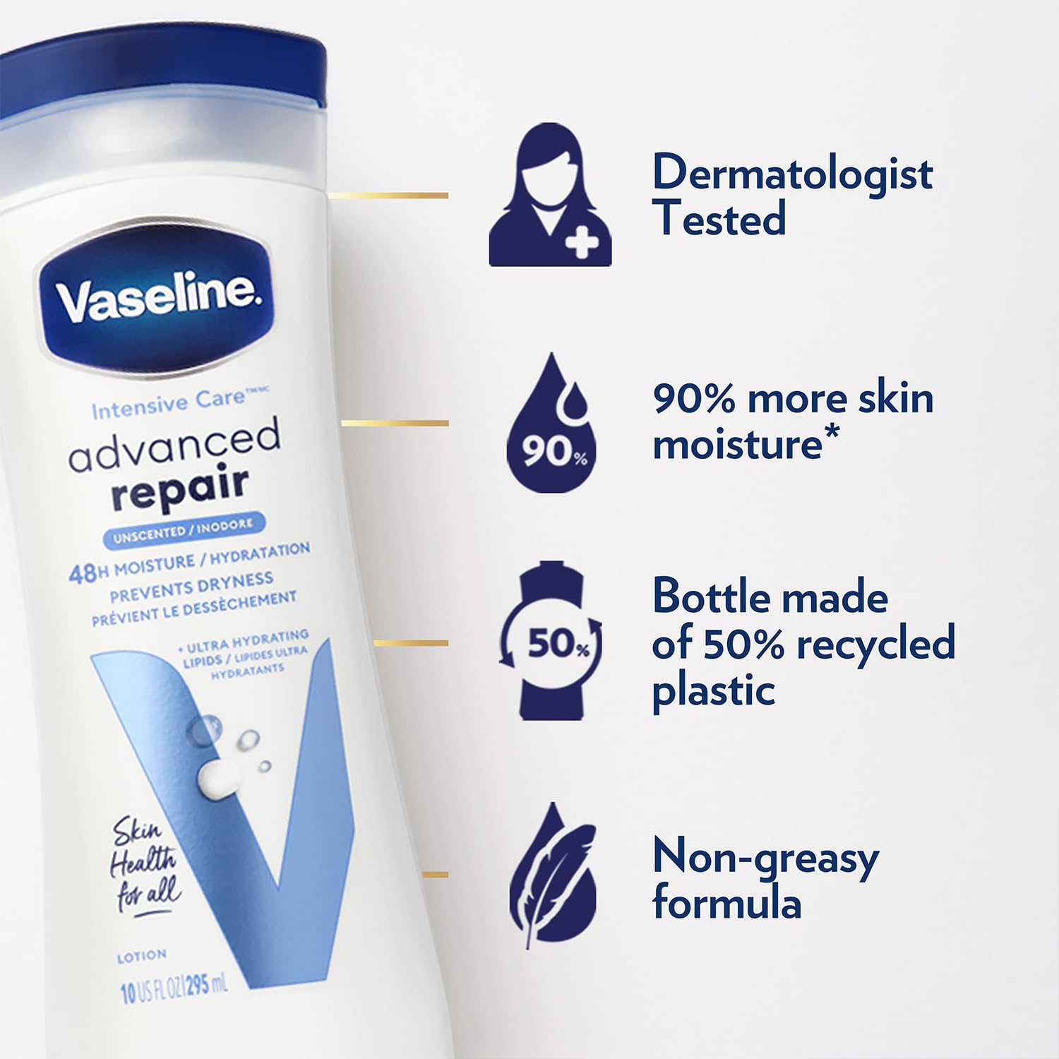 Vaseline Envase reciclado con cincuenta por ciento de plástico, empaque sostenible para uso diario