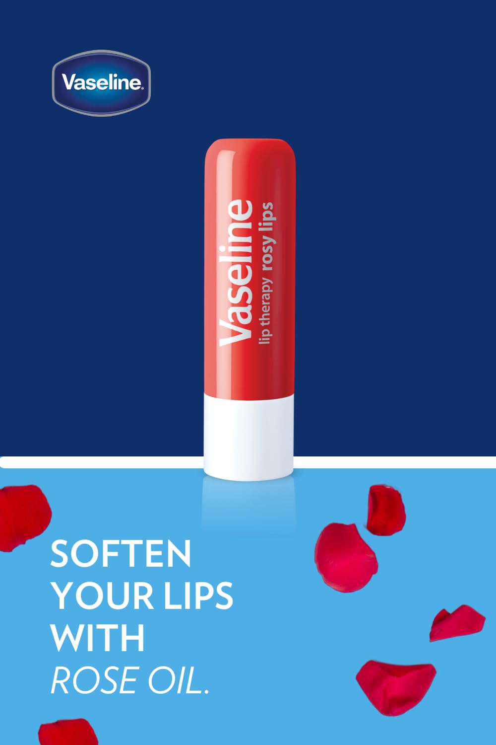 Vaseline Cuidado Labial Rosy en empaque doble para llevar con facilidad.