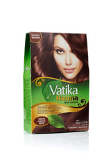 Vatika Naturals Tinte Natural Castaño en envase, color duradero y suave.