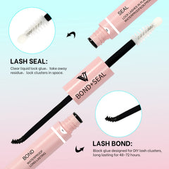 VAVALASH cluster lash glue with spiral brush for even bonding.