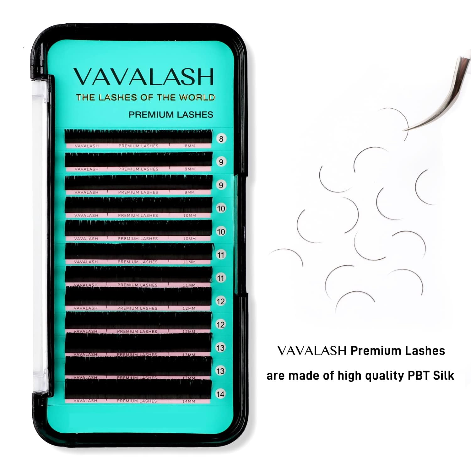 Pestañas de seda VAVALASH 0,05 C-CC, acabado oscuro