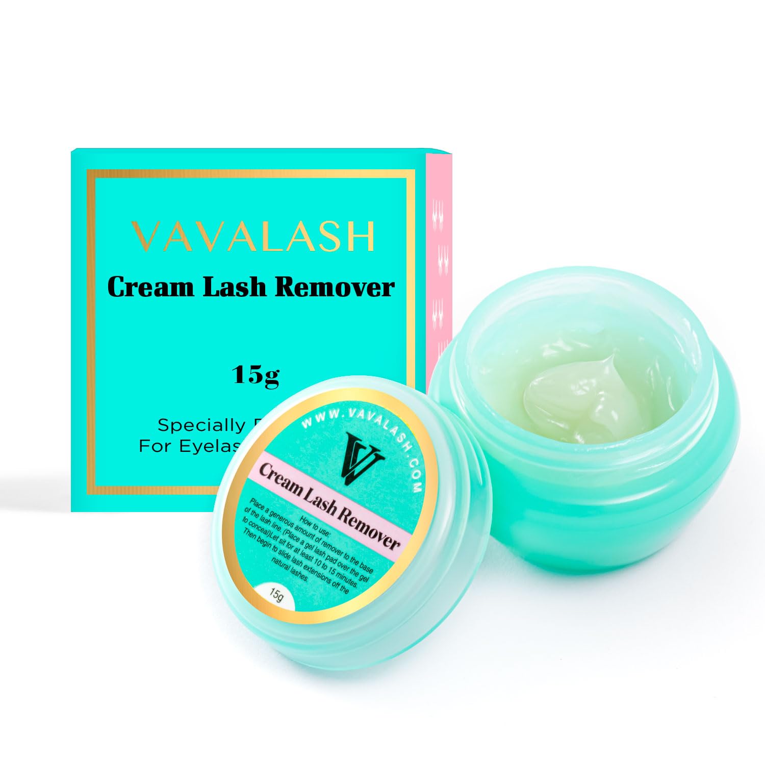 Remover crema VAVALASH para pestañas, disuelve adhesivo con rapidez y sin residuo.