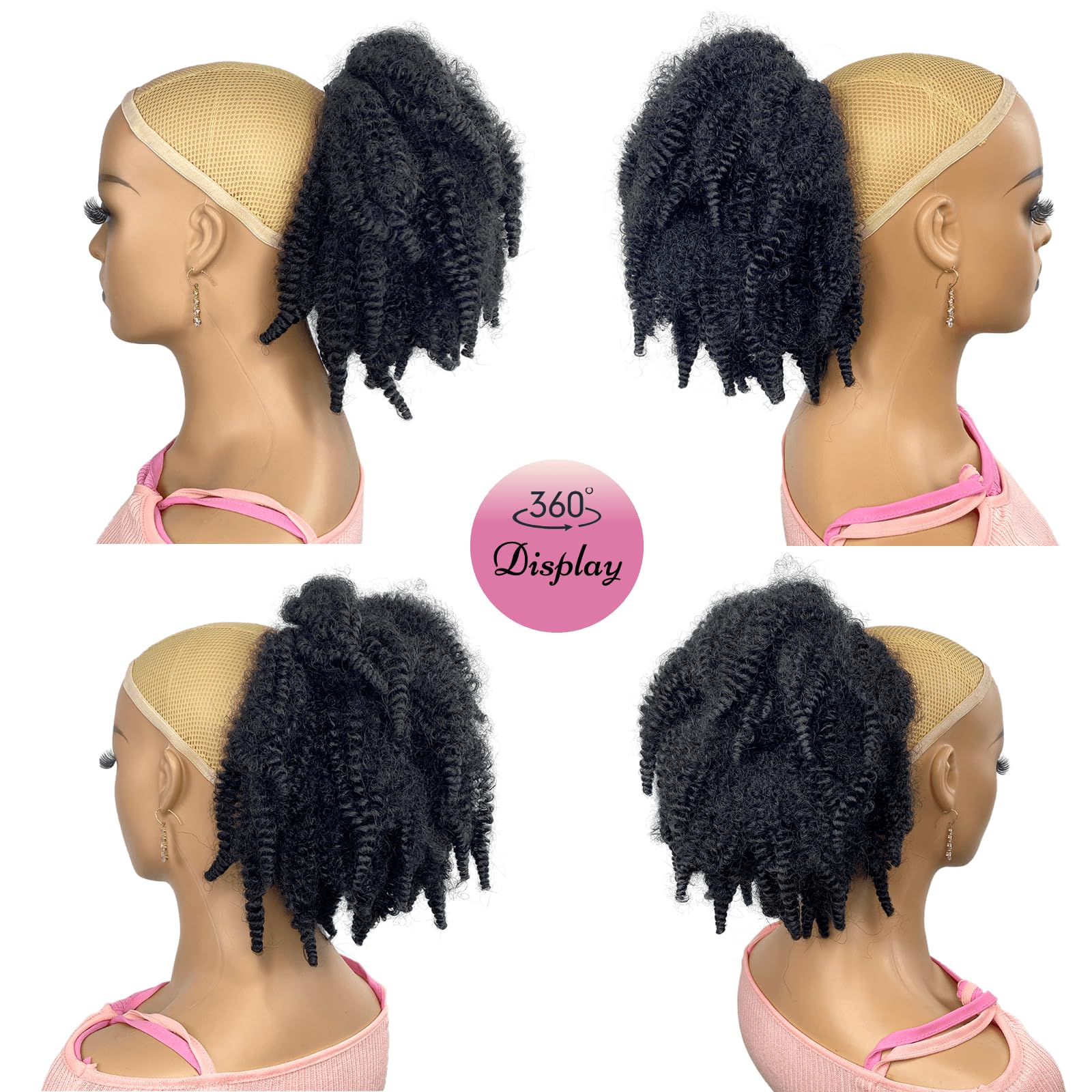 Coleta afro voluminoso natural VAVANGA con densidad suave.
