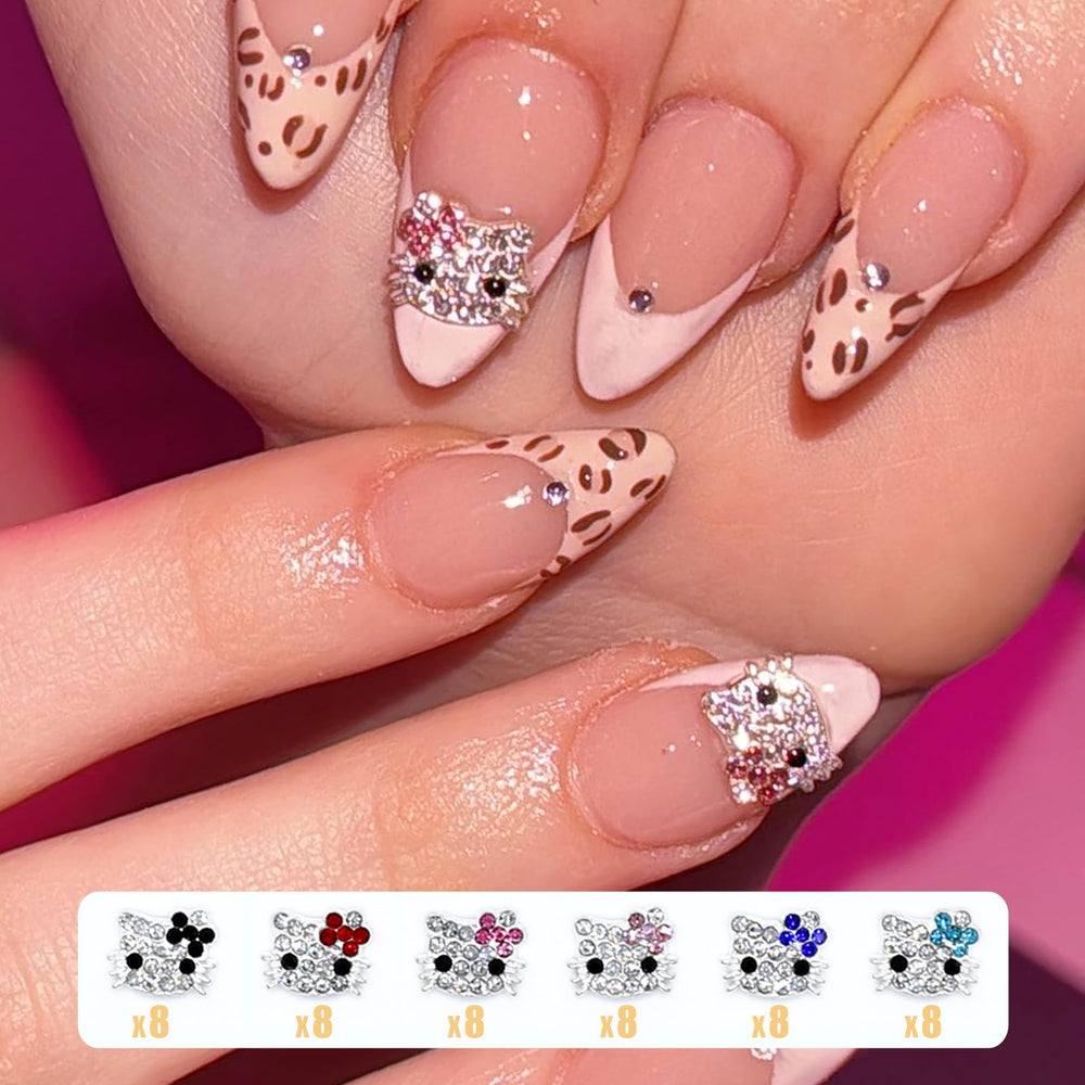Conjunto de 48 dijes gatitos kawaii de VCEOW para uñas.
