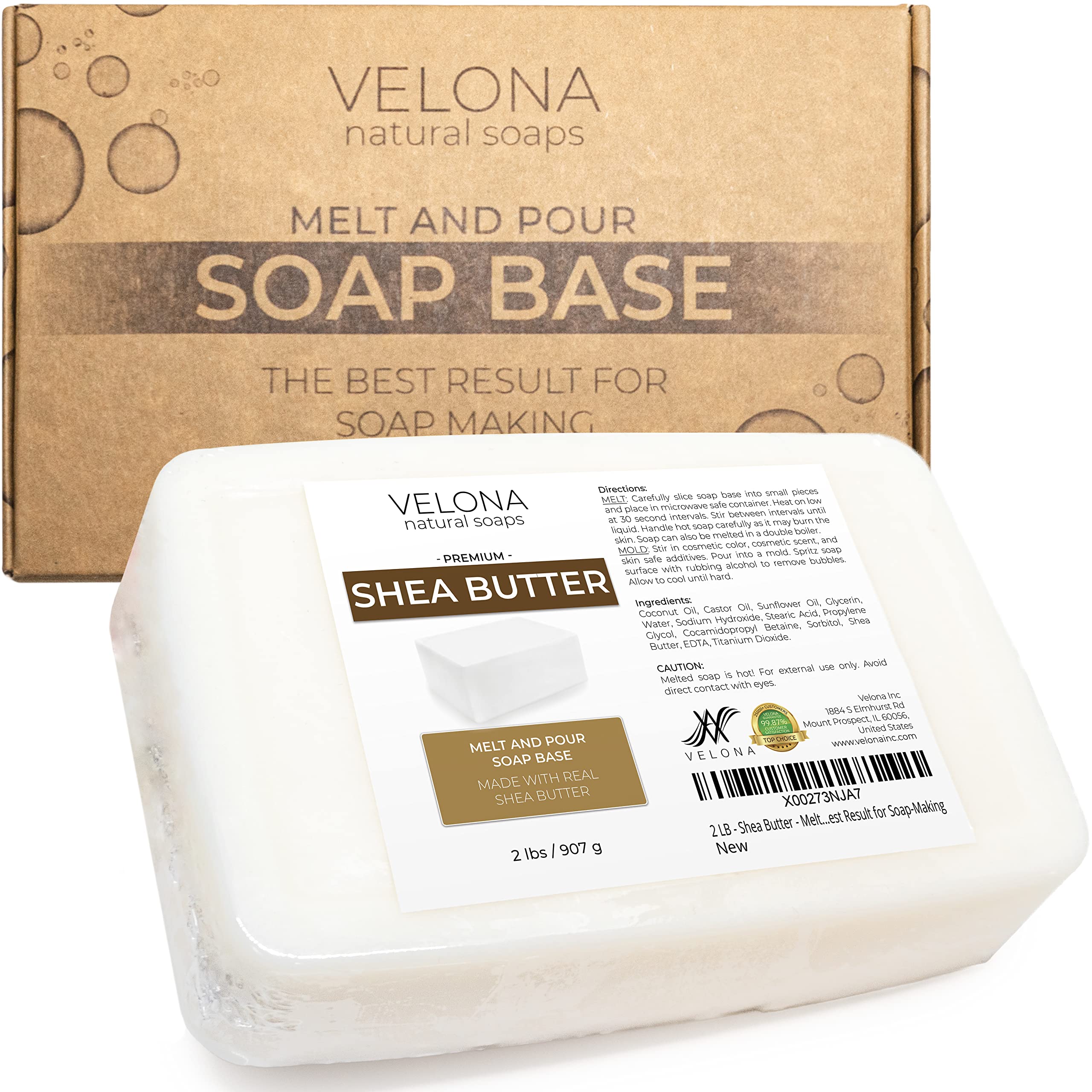 Velona base de jabón glicerina con manteca de karité, ideal para barras personalizadas