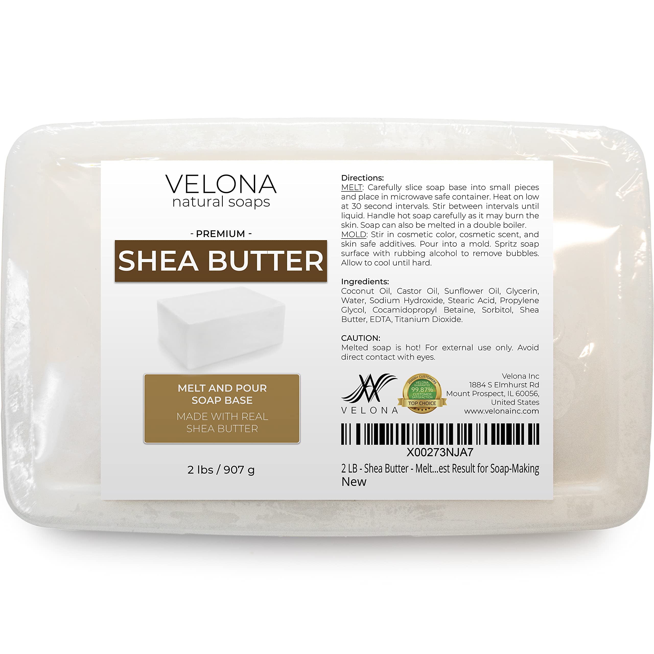 Velona textura cremosa de base glicerina y manteca de karité para piel suave