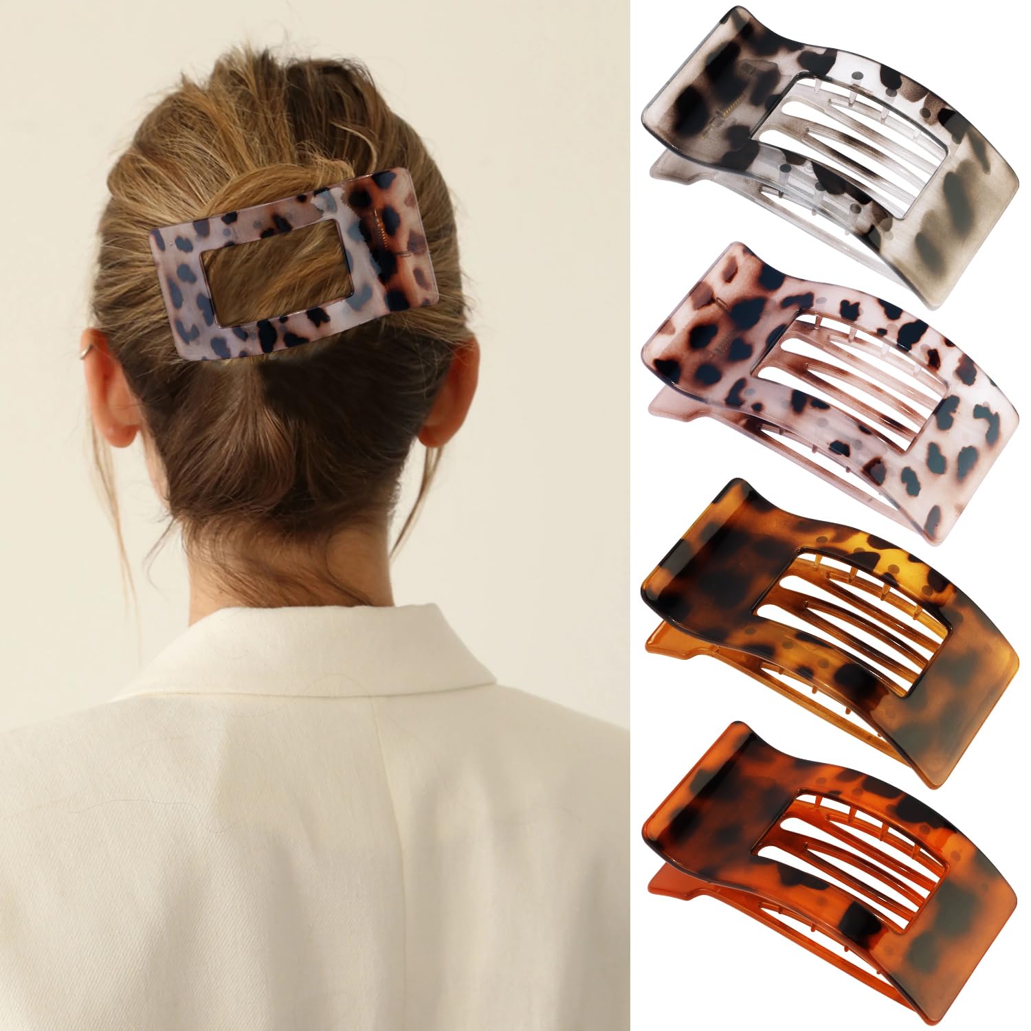 VELSCRUN clip plano leopard-01, agarre estable para peinados duraderos.