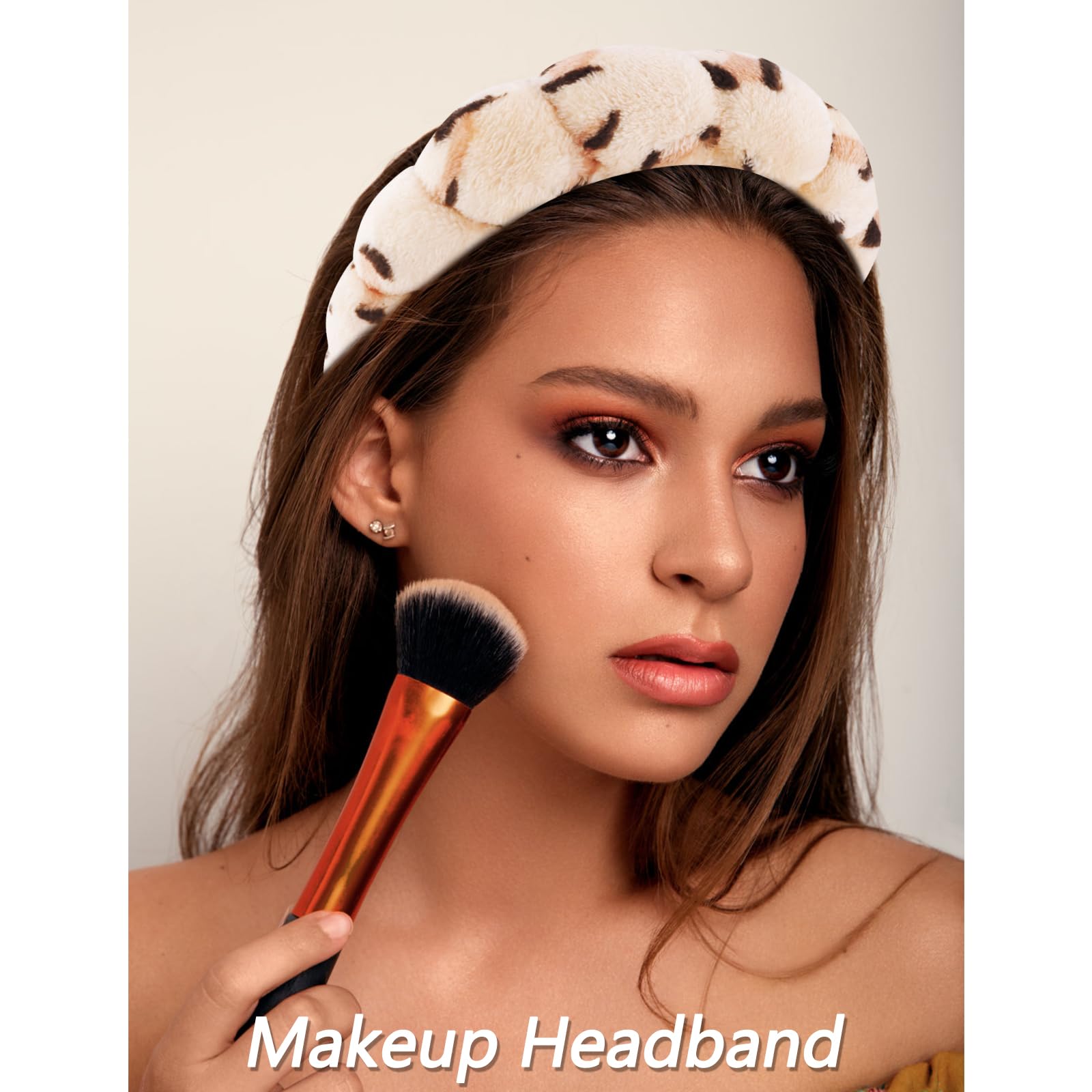 VELSCRUN diadema para maquillaje marrón leopardo facilita aplicar productos
