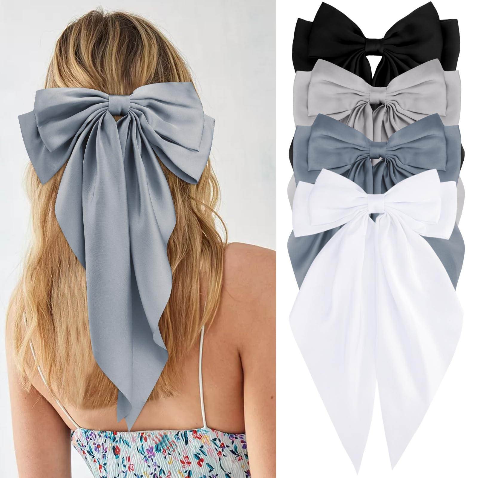 VELSCRUN lazo para cabello blanco satin, ideal para estilo diario con elegancia.