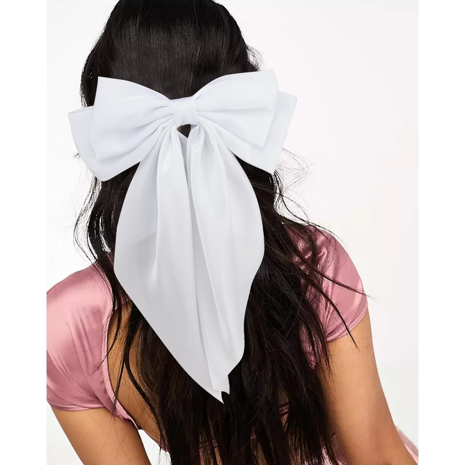 VELSCRUN lazo para cabello gris coqueto satin, añade elegancia suave.