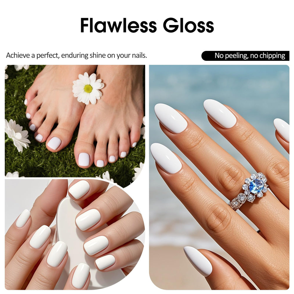 VENALISA Esmalte gel blanco, pincel ancho llega a la cutícula.