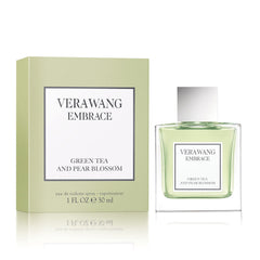 Frasco de Vera Wang Embrace mostrando la nota de té verde