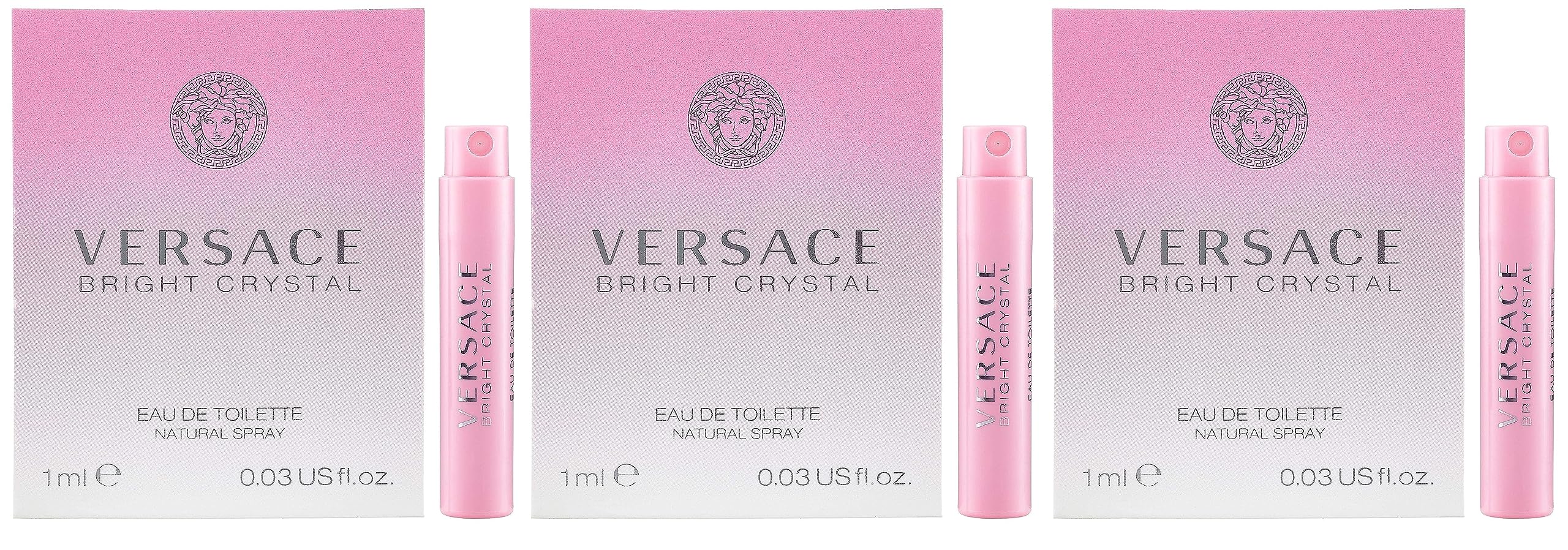Versace Bright Crystal, conjunto de 3 muestras de 1 ml para probar la fragancia en cualquier ocasión