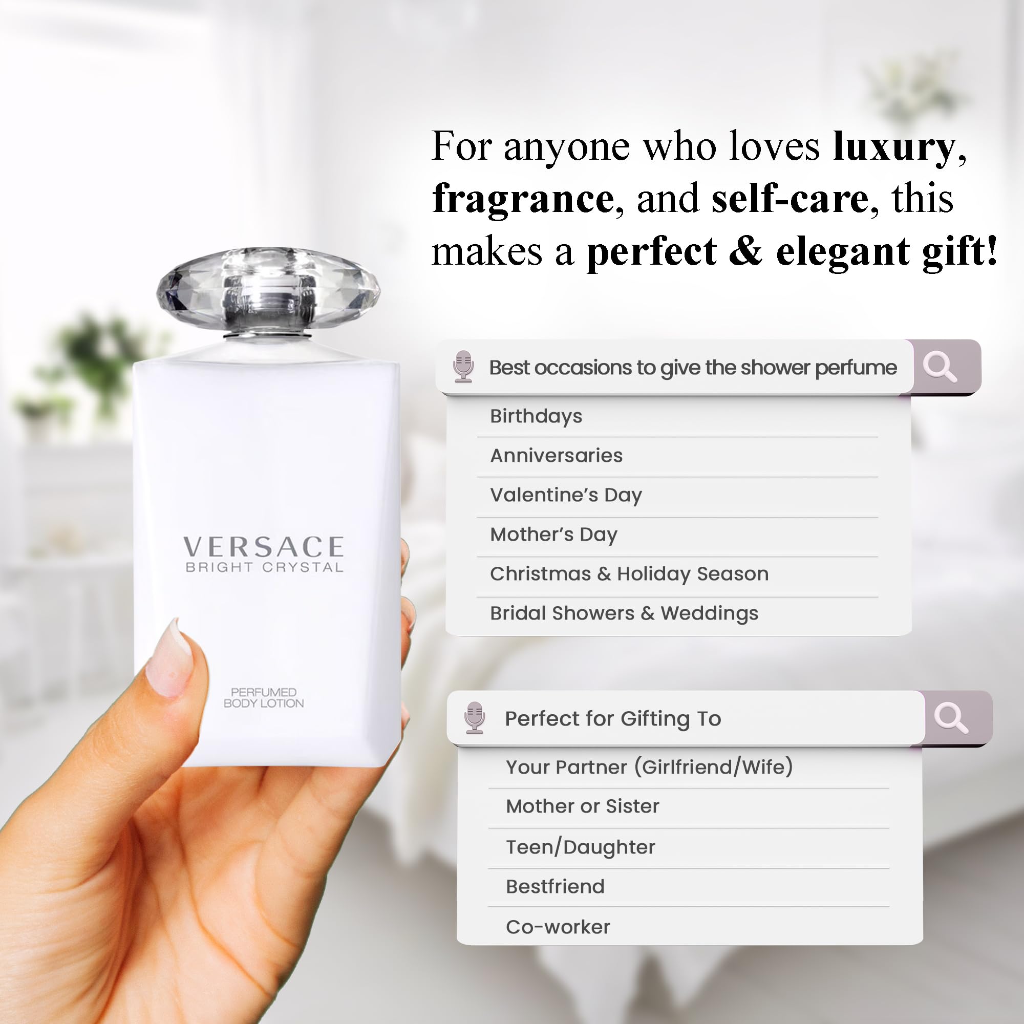 Versace Bright Crystal: tapa en primer plano, fragancia suave que acompaña