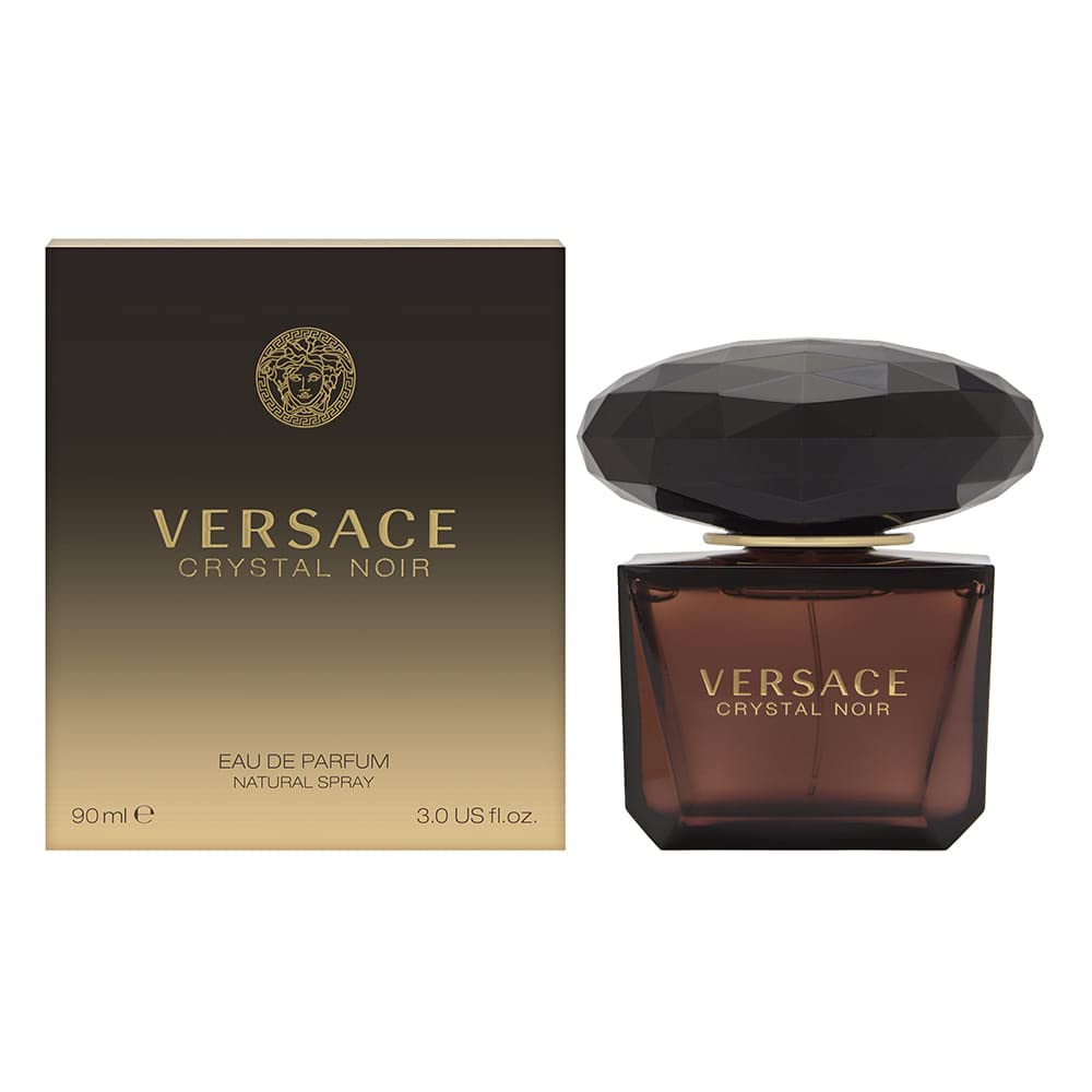 Versace Crystal Noir: botella elegante para look nocturno sofisticado.