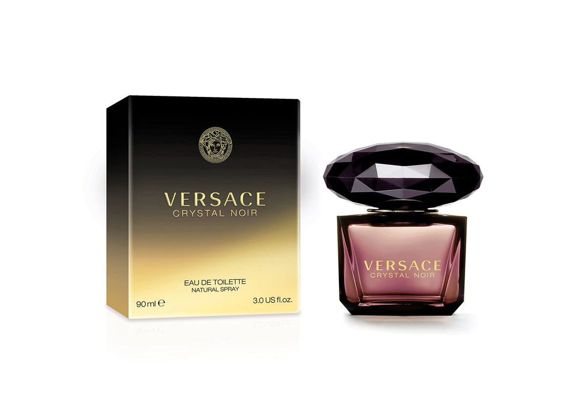 Versace Crystal Noir frasco frontal, diseño elegante para ocasiones nocturnas