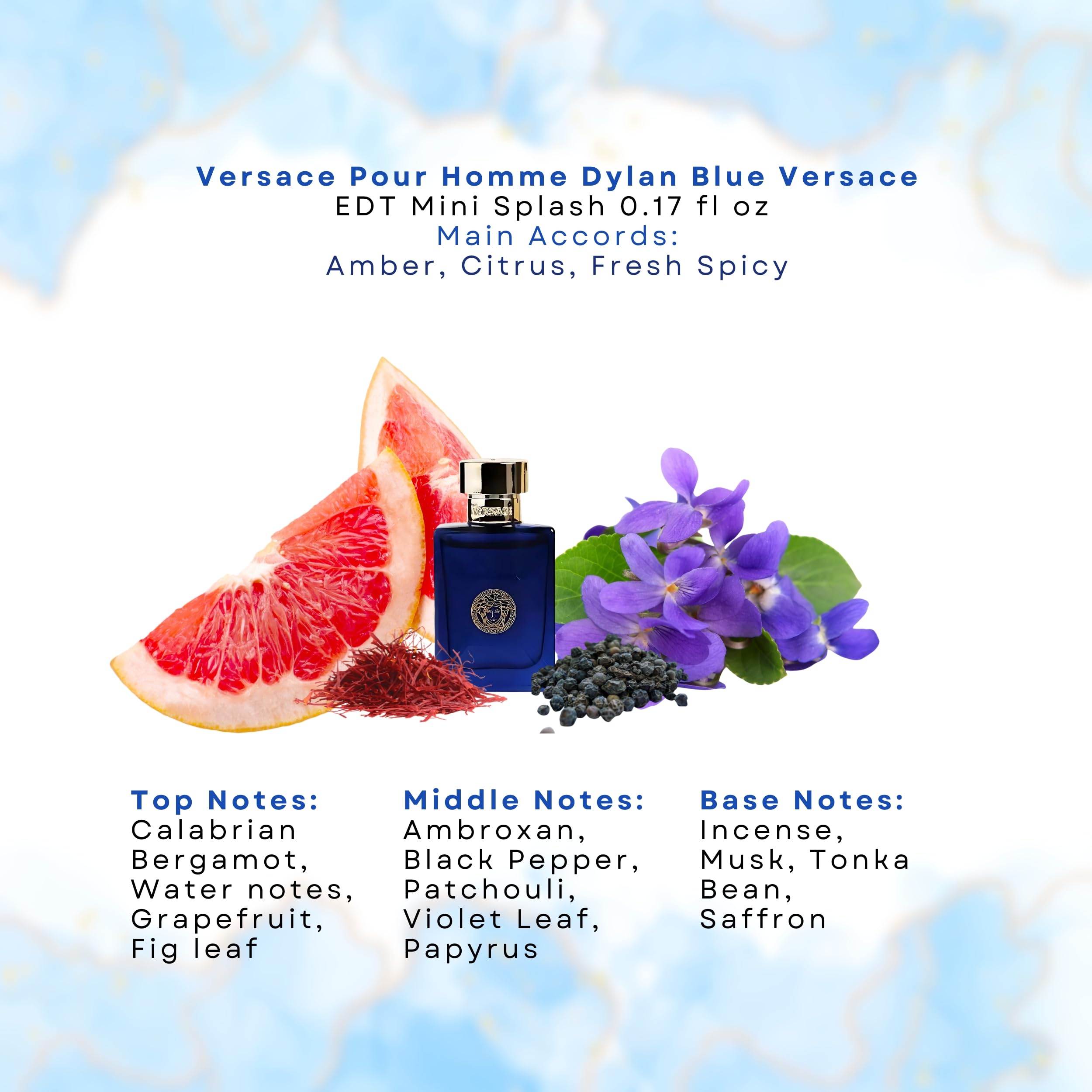 Versace Dylan Blue para hombre, frasco mini 5 ml, perfecto para rotar fragancias.