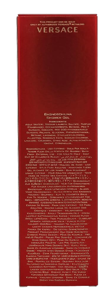 Gel douche Versace Eros Flame libérant un arôme durable pour une ambiance parfumée.