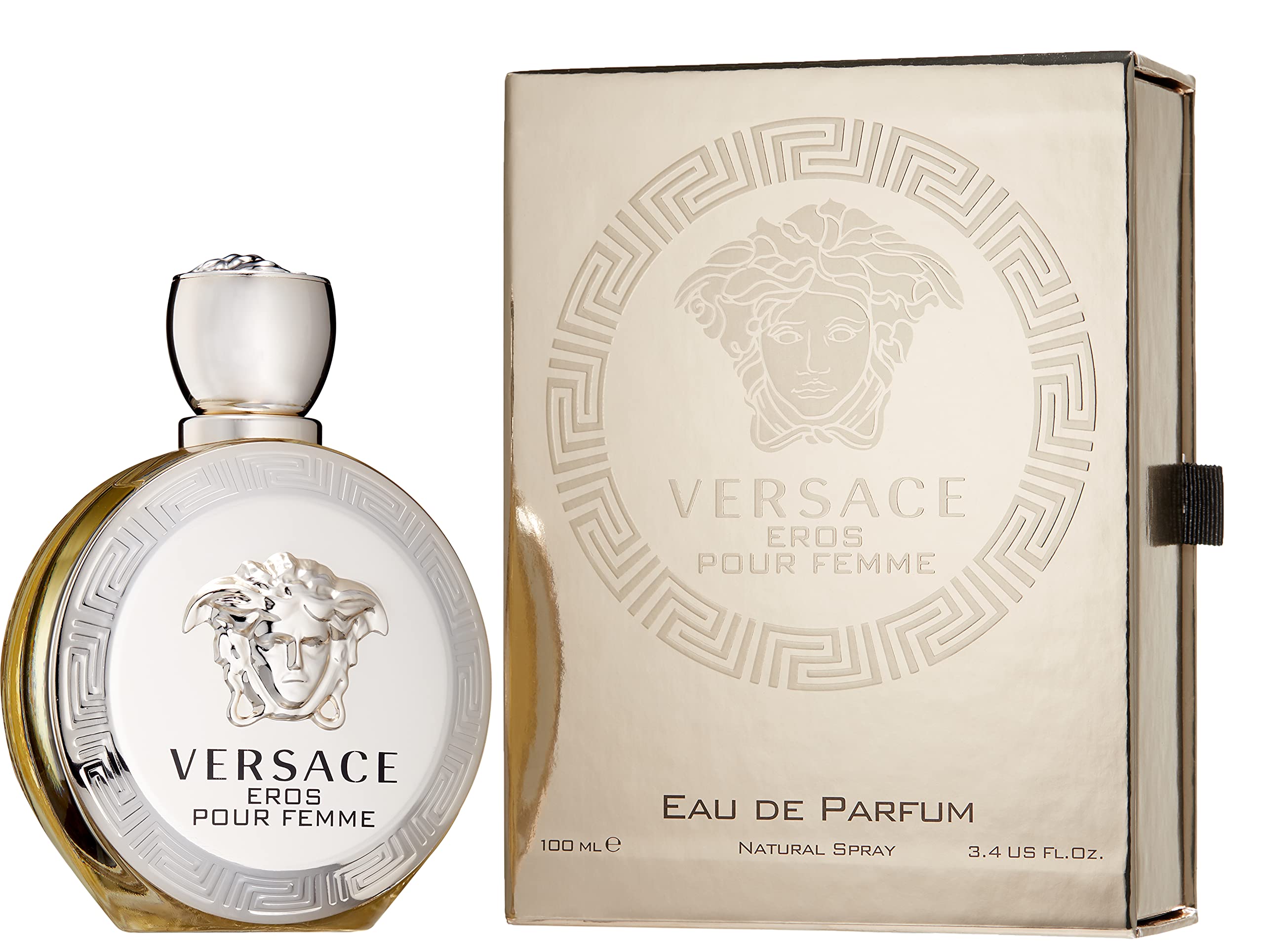 Notas destacadas de Versace Eros: jazmín sambac y peonía para uso diario.