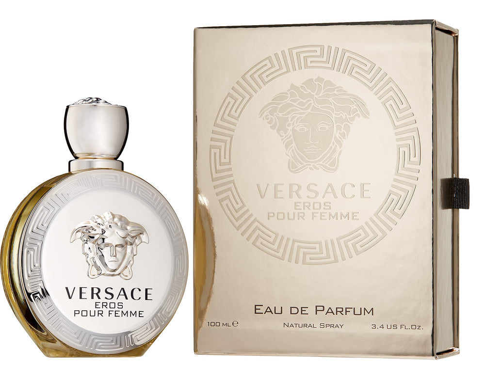 Notas destacadas de Versace Eros: jazmín sambac y peonía para uso diario.