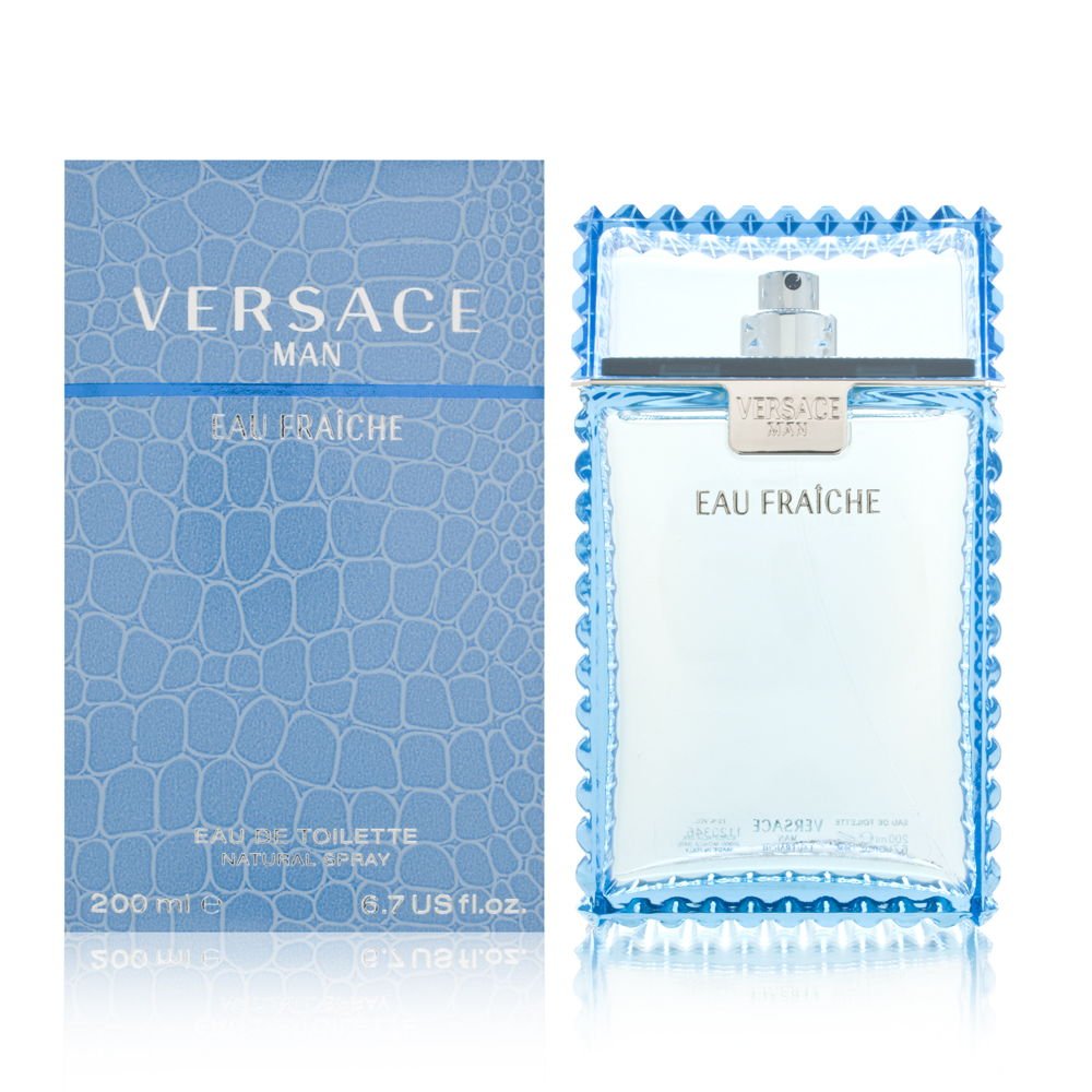 Versace Man Eau Fraiche, botella-vertido, aroma fresco diario para uso cotidiano.