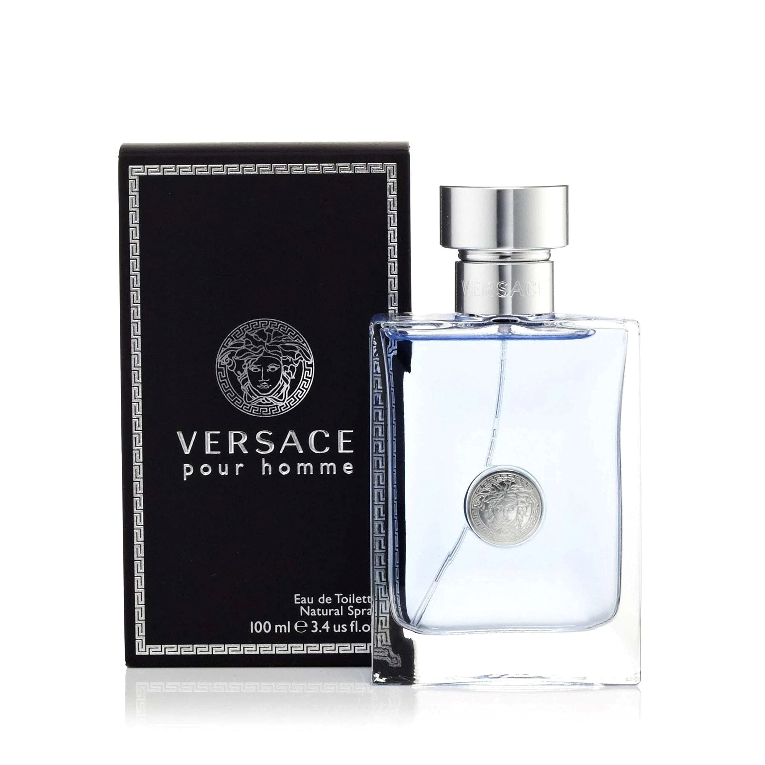 Versace Pour Homme, tapa de la botella; diseño masculino y práctico.