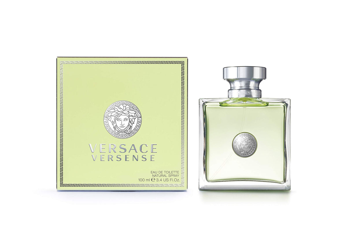 Versace Versense, botella frontal, perfume elegante para uso diario