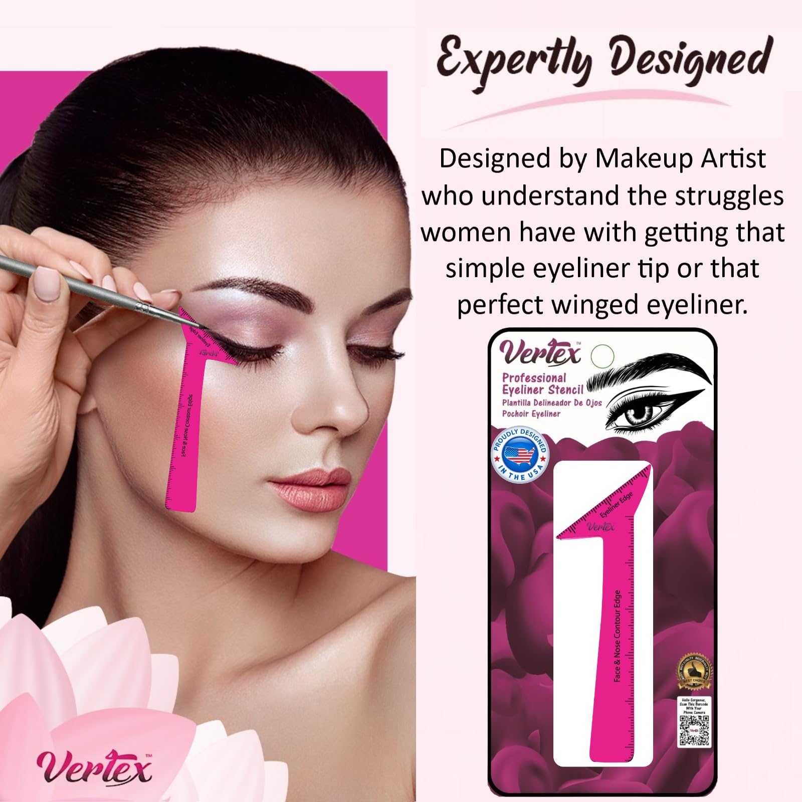 Vertex delineador angulado bordes definidos para un look dramático.