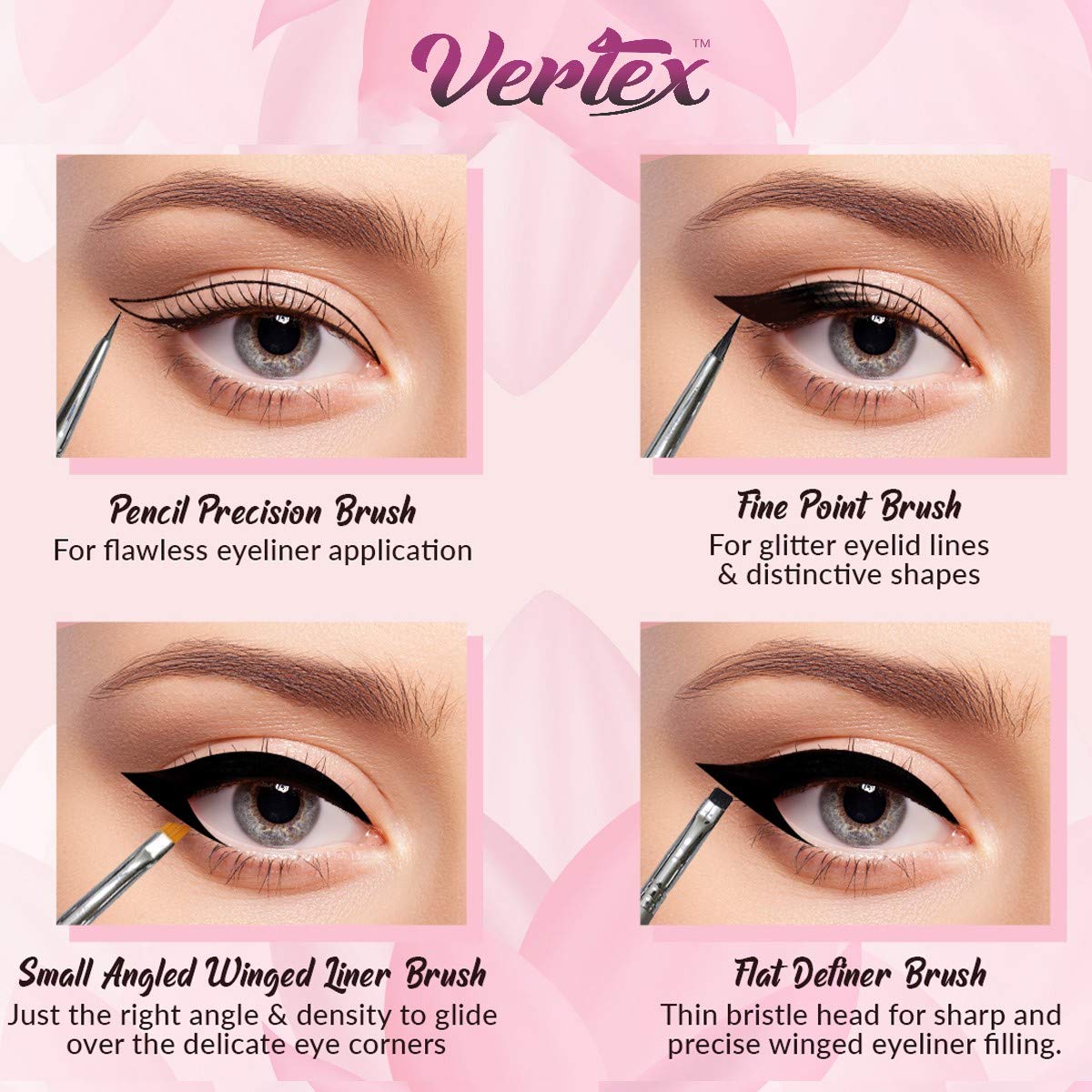 Vertex pincel delineado punta fina para bordes nítidos